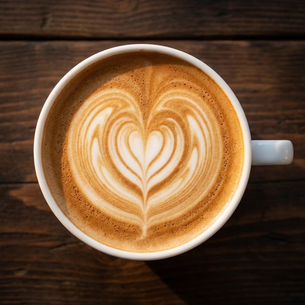 Kimbo latte with heart latte art, Nonnas by Verrilli's Sevenoaks